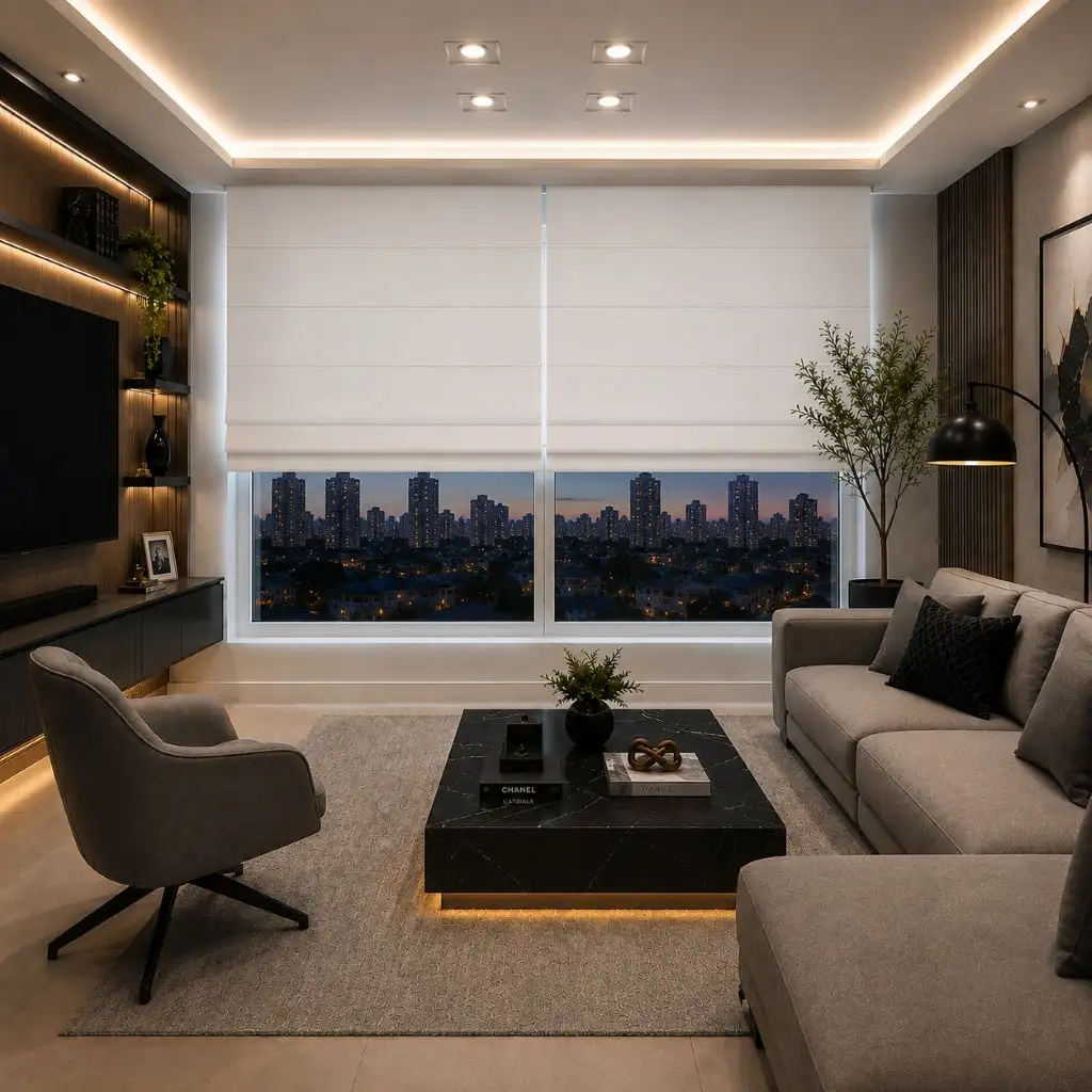 Persiana Romana Blackout Texturizada Branco