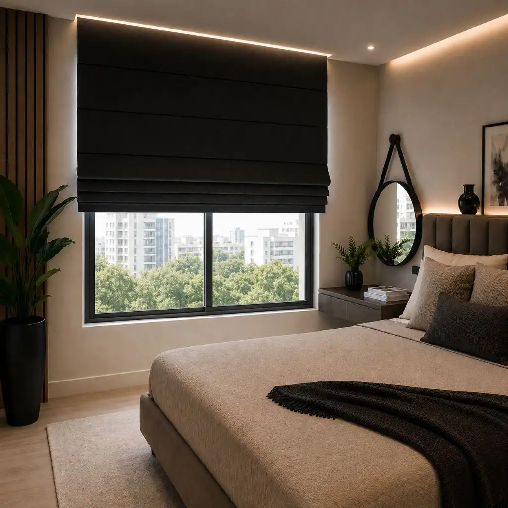 Persiana Romana Blackout Texturizada Preto