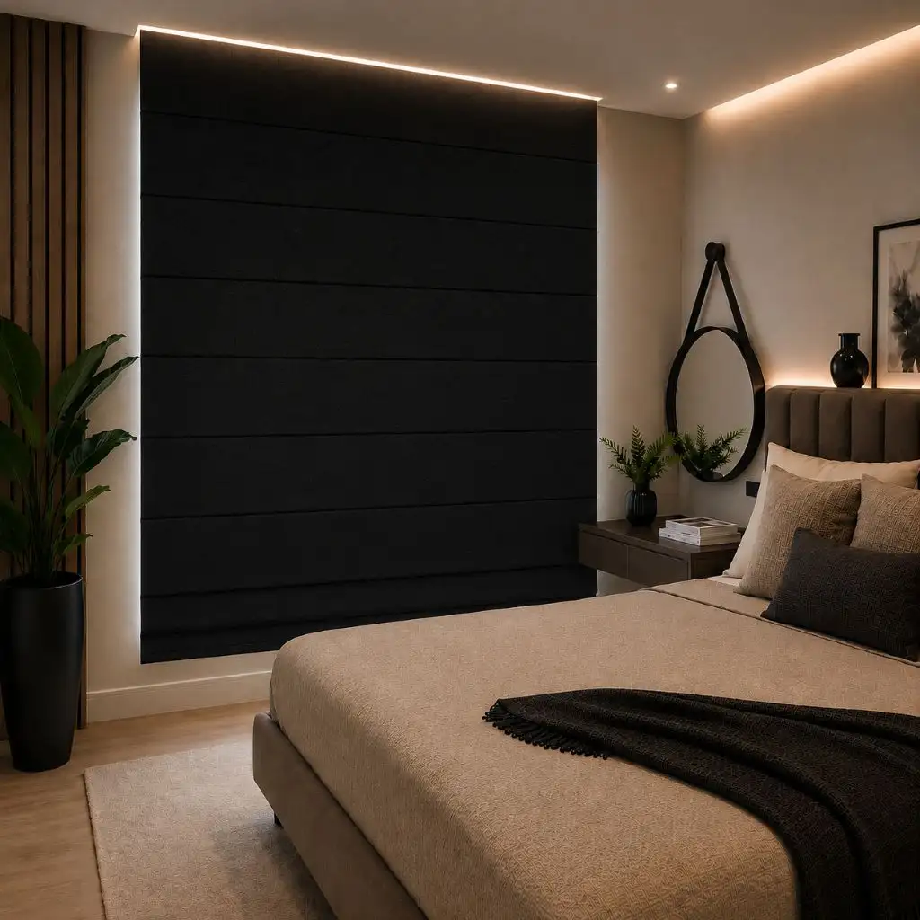Persiana Romana Blackout Texturizada Preto